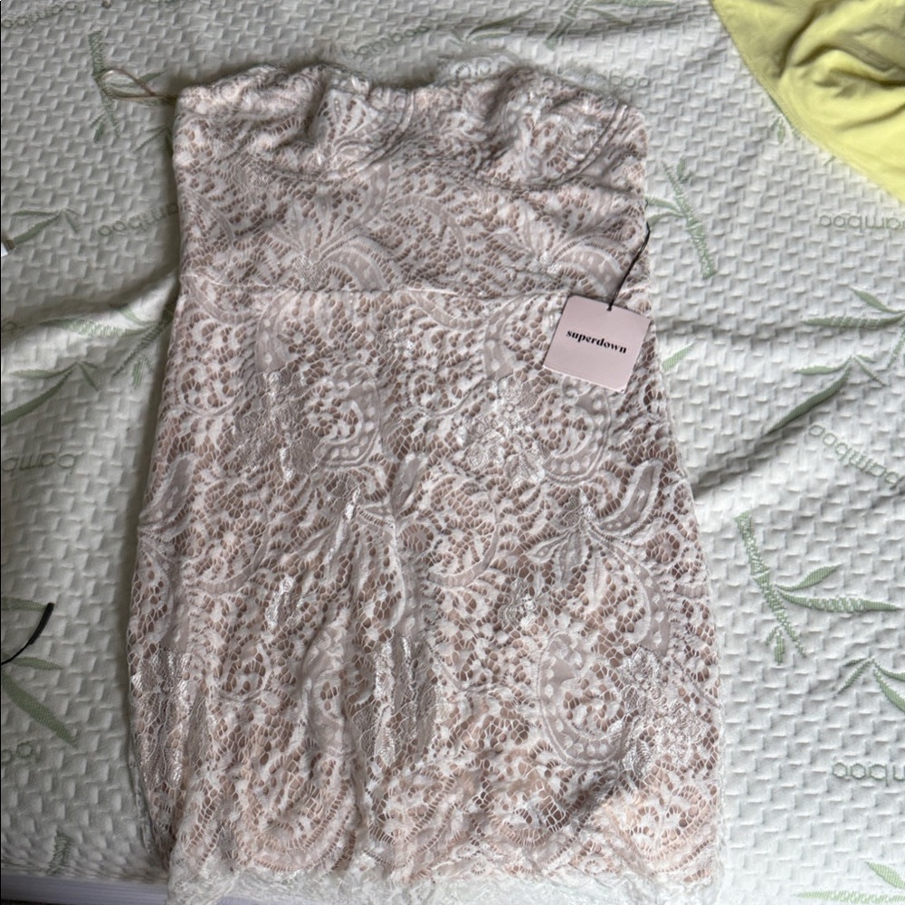 Superdry Strapless White Lace Dress